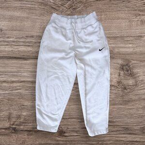 Nike Women’s M High Rise Fleece Joggers White Cropped Athleisure Minimal